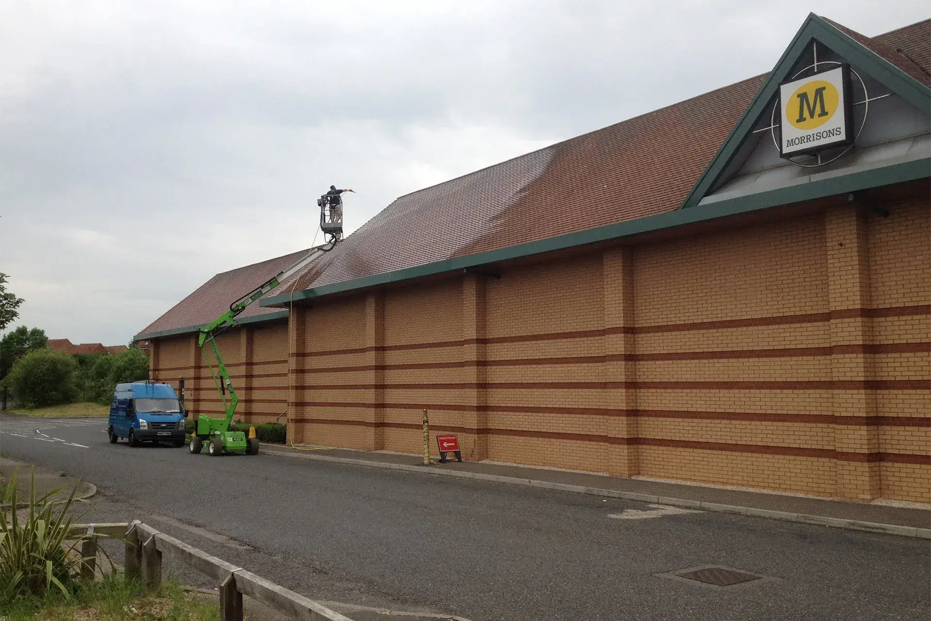 Moss removal from a commercial tiled roof